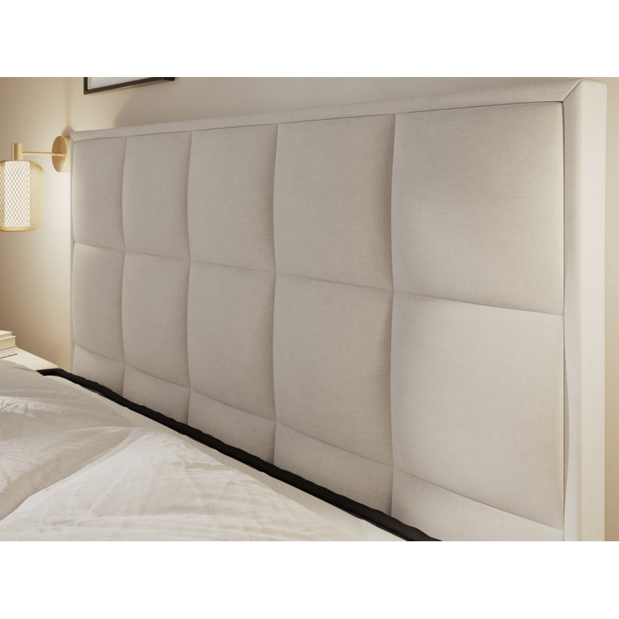 Kárpitozott ágy matracokkal és ágyneműtárolóval GRACE 140x200 cm bézs