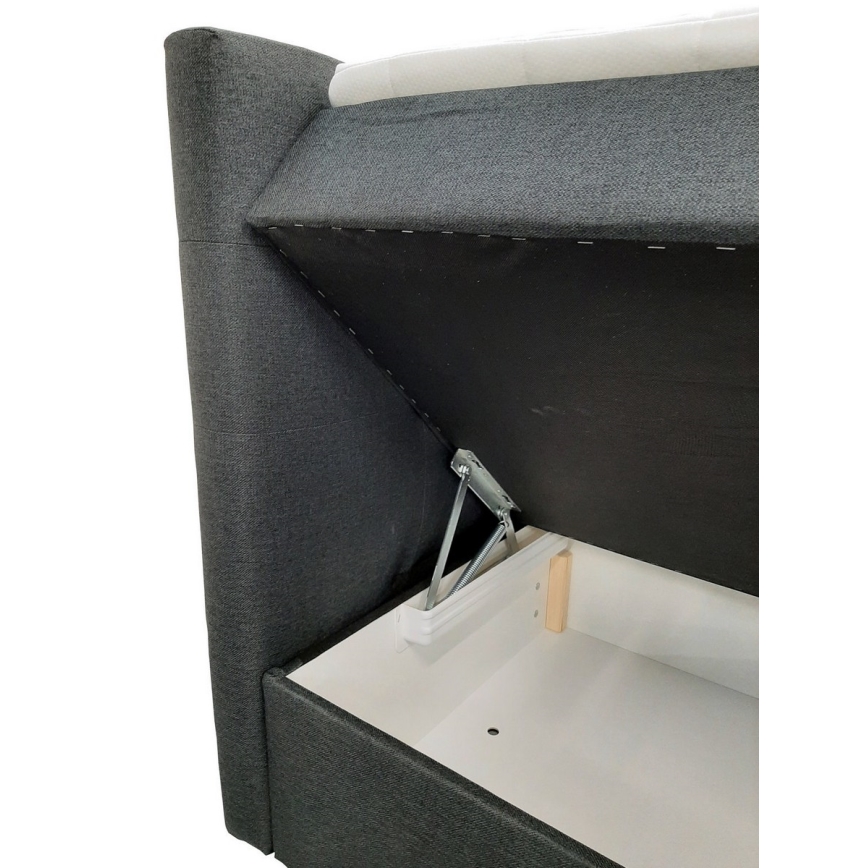 Kárpitozott ágy matracokkal és topperrel, ágyneműtartóval EMBER 160x200 cm antracit