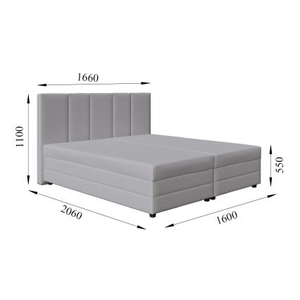 Kárpitozott ágy rugós matraccal és praktikus ágyneműtartóval ISABEL 160x200 világosszürke