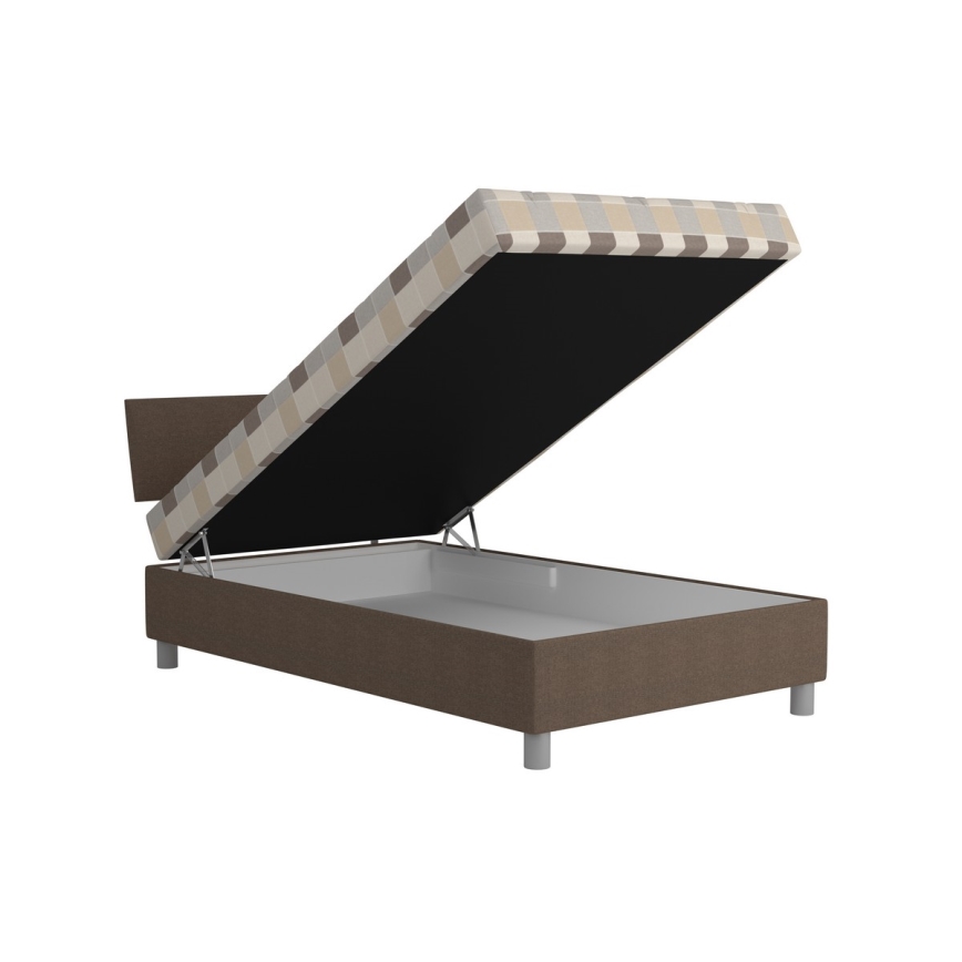 Kárpitozott ágy tárolóhellyel és matraccal GEORGE 120x200 cm barna