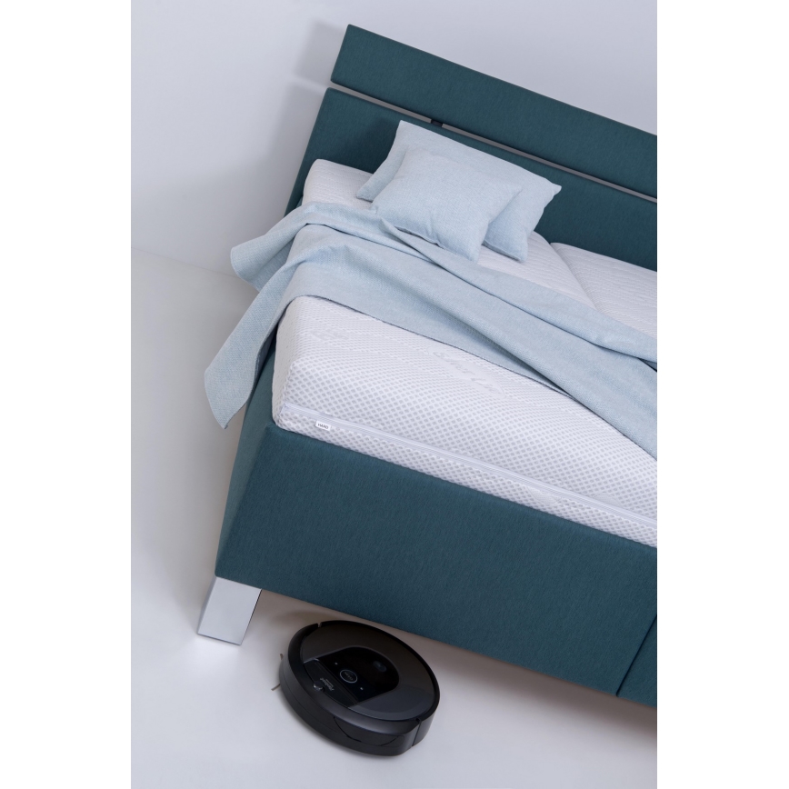 Kárpitozott ágy tárolóval, matrac nélkül ALIS 160x200 cm petrolkék