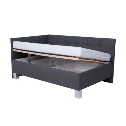 Kárpitozott ágy tárolóval, matrac nélkül, MARIA PETITE 120x200 cm, szürke