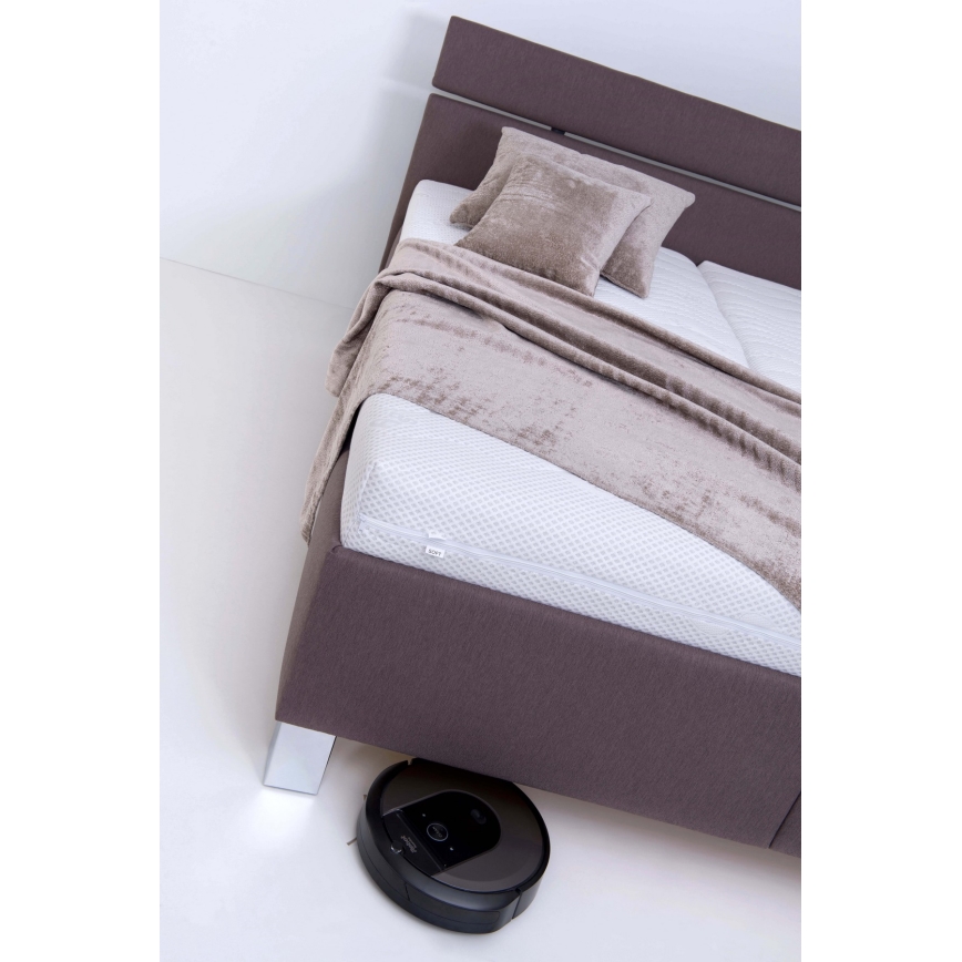 Kárpitozott ALIS ágy matraccal és tágas tárolórekesszel, 160x200 cm, barna