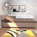 Kárpitozott DALLAS heverő állítható fekvőpozícióval és tárolóhellyel 108x205 cm barna/sötétbarna