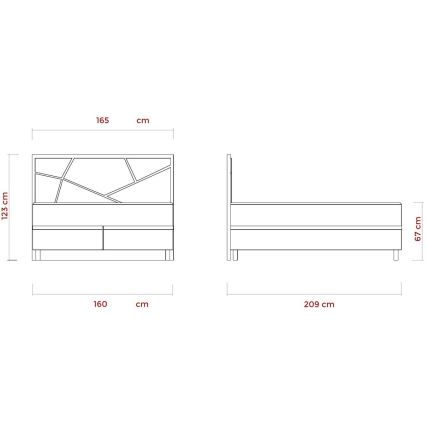 Kárpitozott franciaágy matracokkal és beépített tárolóval NAOMI 160x200 cm, bézs