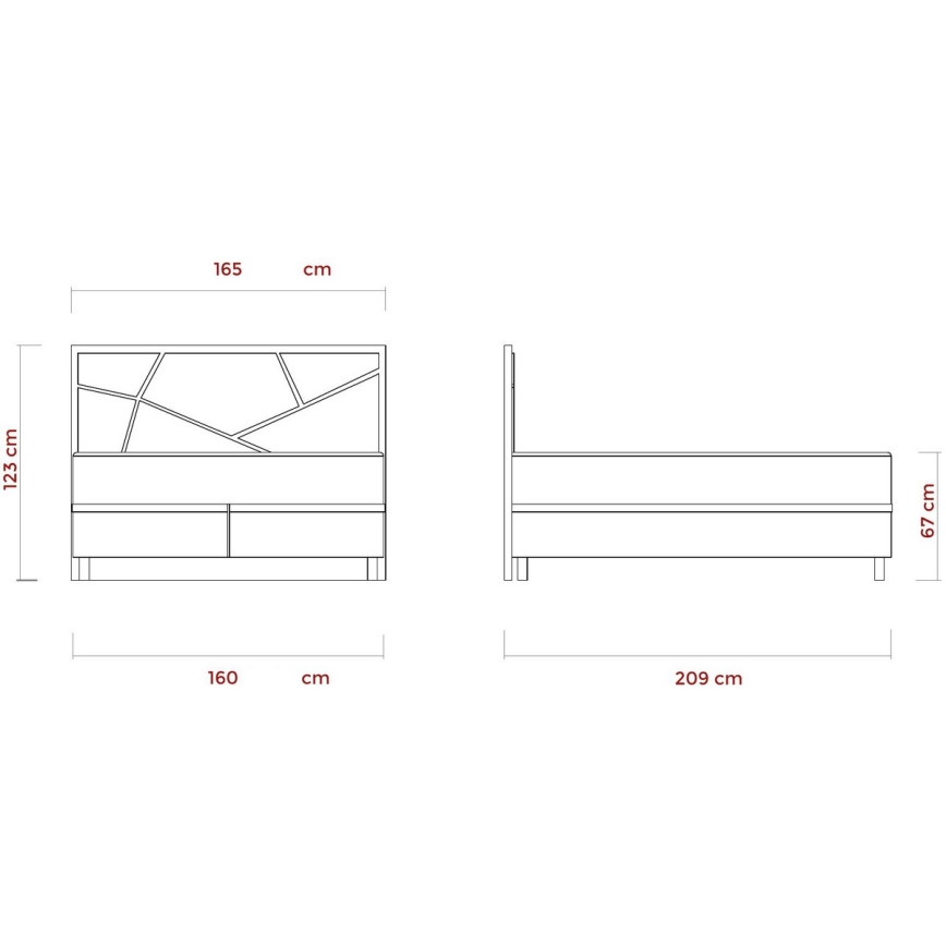 Kárpitozott franciaágy matracokkal és beépített tárolóval NAOMI 160x200 cm, bézs