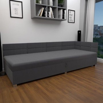 Kárpitozott heverő AMSTERDAM 90x200 cm, univerzális fejtámlával és praktikus tárolóval, szürke