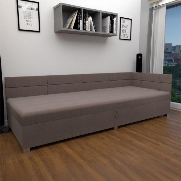 Kárpitozott heverő univerzális fejtámlával és tárolóhellyel AMSTERDAM 90x200 cm bézs