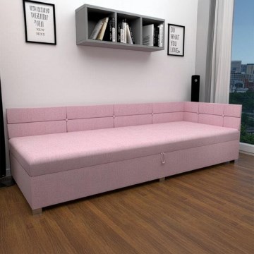 Kárpitozott heverő univerzális fejvéggel és tárolóval AMSTERDAM 90x200 cm rózsaszín