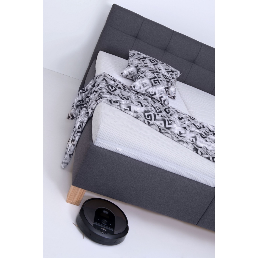 Kárpitozott MARIA ágy matraccal és ágyneműtartóval 160x200 cm szürke