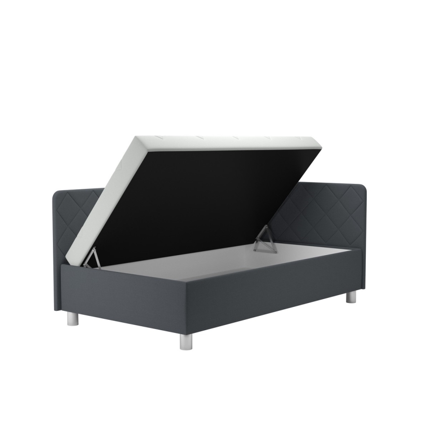 Kárpitozott tárolós ágy matraccal EMILE 110x200 cm szürke
