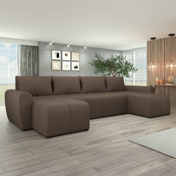 Kárpitozott, univerzális, kihúzható U-alakú ülőgarnitúra NEWPORT, barna