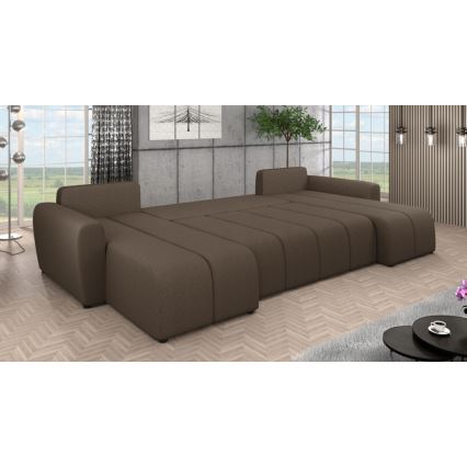 Kárpitozott, univerzális, kihúzható U-alakú ülőgarnitúra NEWPORT, barna