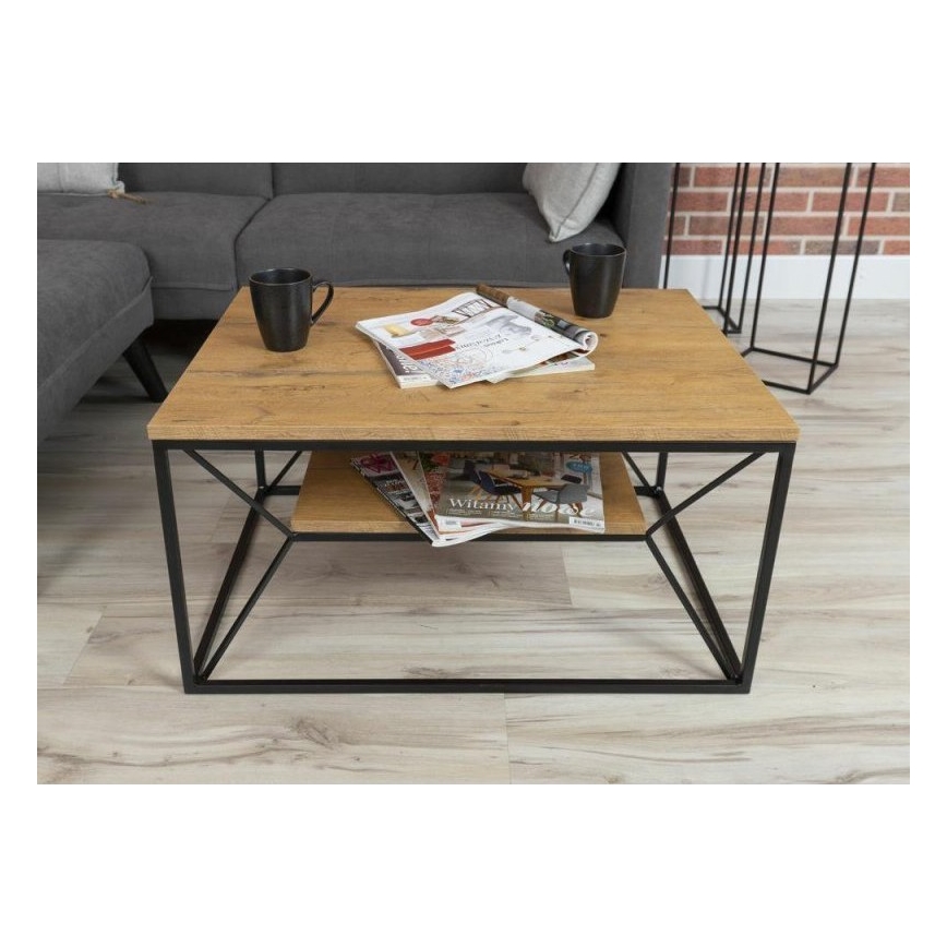 Kávéasztal BASICLOFT 40x80 cm fekete/barna