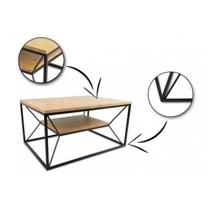 Kávéasztal BASICLOFT 40x80 cm fekete/barna