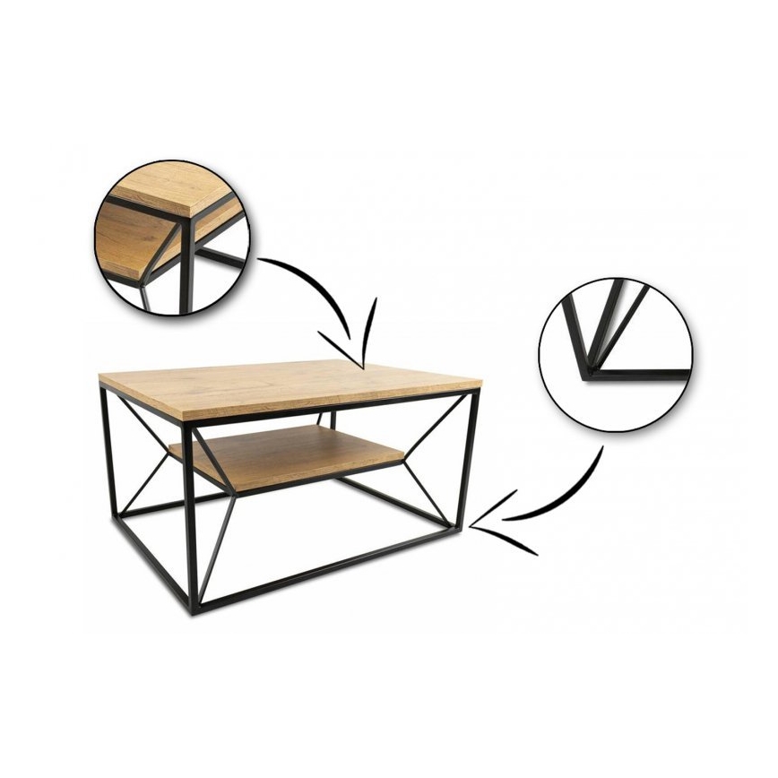 Kávéasztal BASICLOFT 40x80 cm fekete/barna