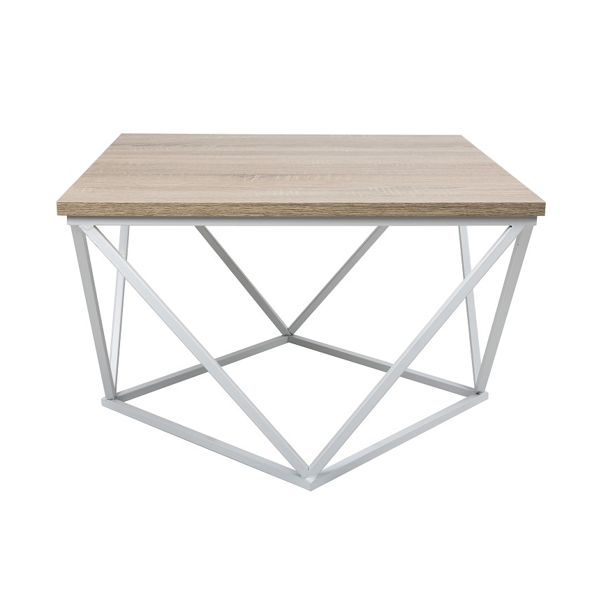 Kávéasztal CURVED 62x62 cm fehér/barna