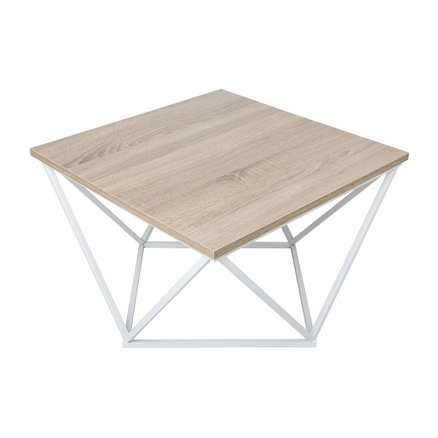 Kávéasztal CURVED 62x62 cm fehér/barna