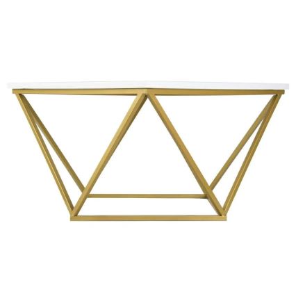 Kávéasztal CURVED 62x62 cm sárgaréz/fehér