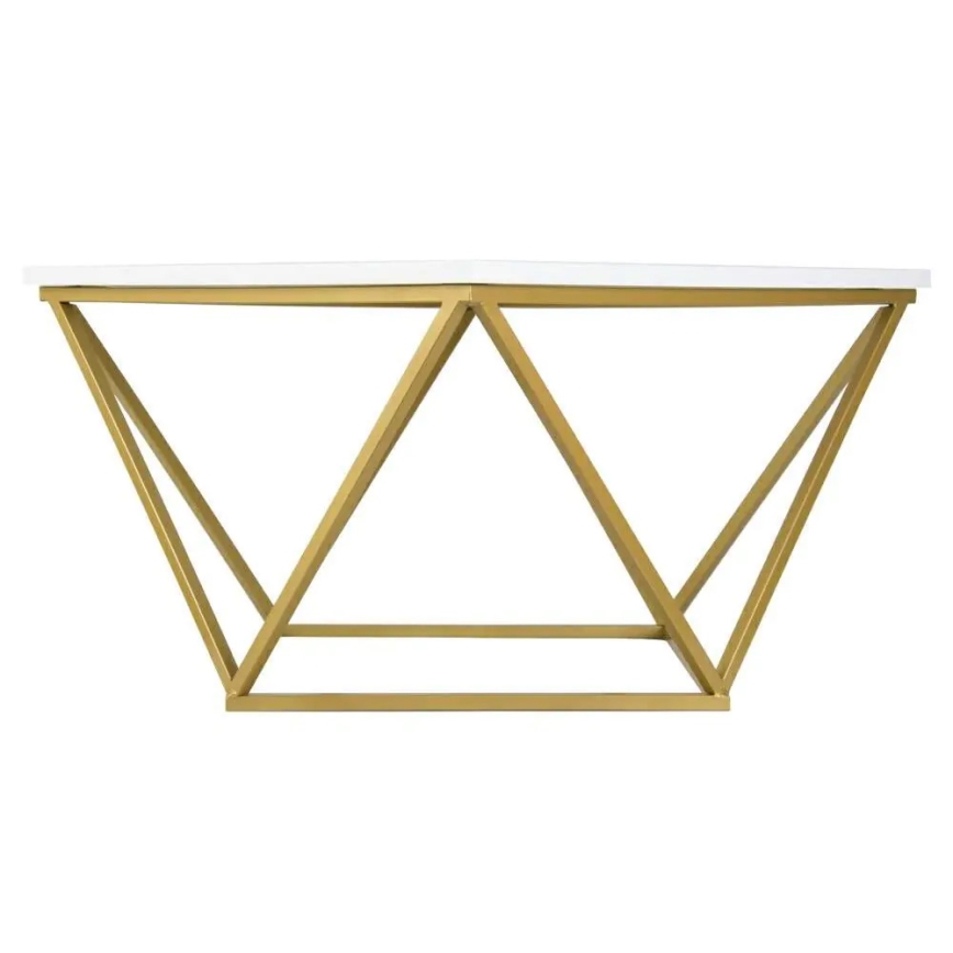 Kávéasztal CURVED 62x62 cm sárgaréz/fehér