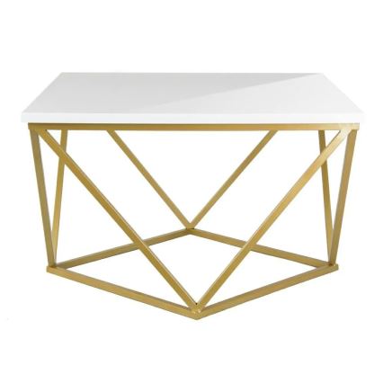 Kávéasztal CURVED 62x62 cm sárgaréz/fehér