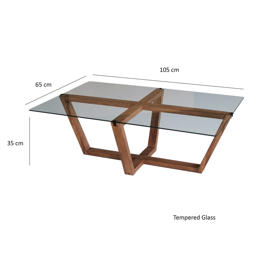 Kávésasztal AMALFI 35x105 cm fenyő/átlátszó
