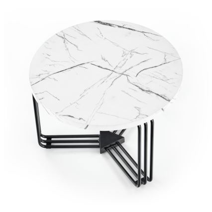 Kávésasztal ANTICA 41x55 cm fekete/márvány dekoráció
