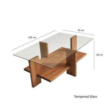 Kávésasztal BABYLON 40x105 cm barna/átlátszó