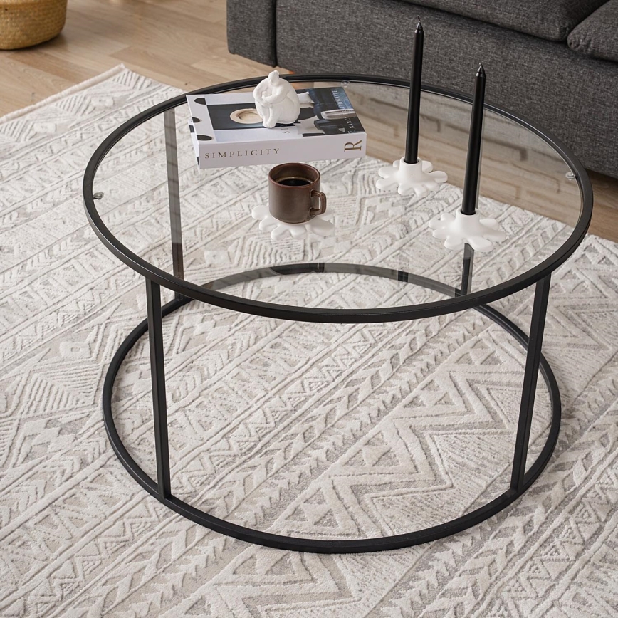 Kávésasztal BERLIN 45x80 cm fekete/átlátszó