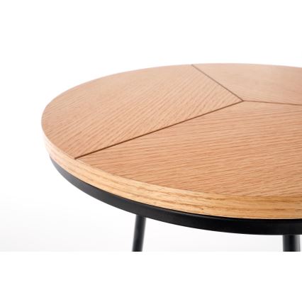 Kávésasztal CARIDA 49x45 cm fekete/tölgy