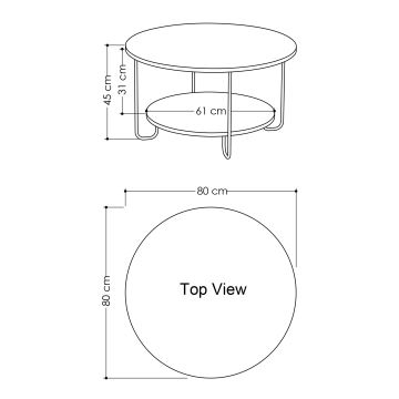 Kávésasztal CORRO 45x80 cm bézs/fekete