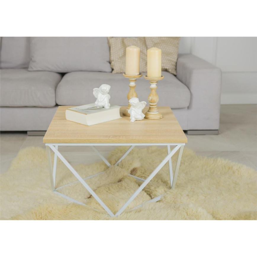 Kávésasztal CURVED 60x60 cm fehér/bézs