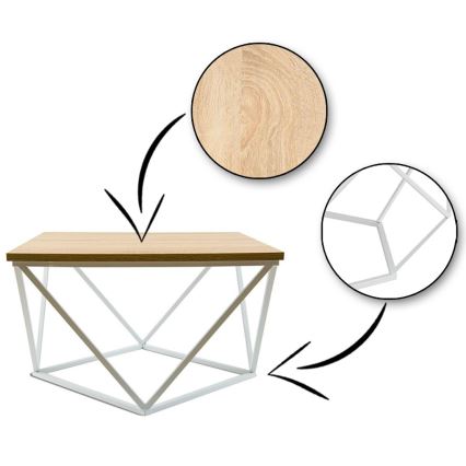 Kávésasztal CURVED 60x60 cm fehér/bézs