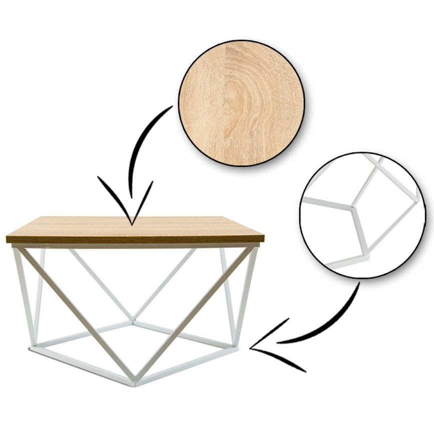 Kávésasztal CURVED 60x60 cm fehér/bézs