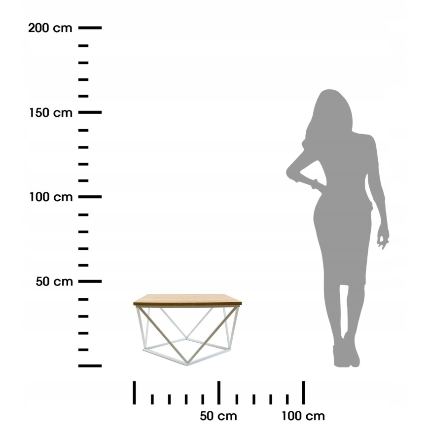 Kávésasztal CURVED 60x60 cm fehér/bézs