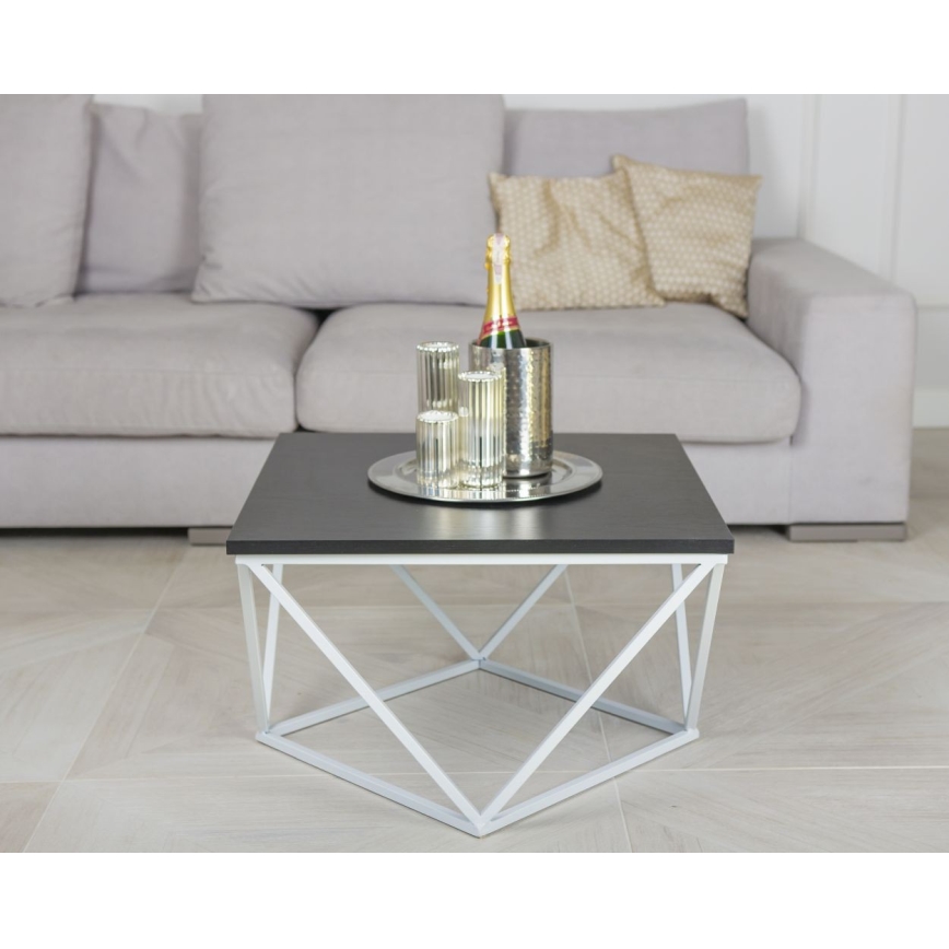 Kávésasztal CURVED 60x60 cm fehér/fekete