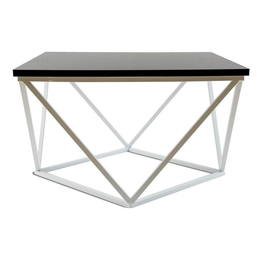 Kávésasztal CURVED 60x60 cm fehér/fekete