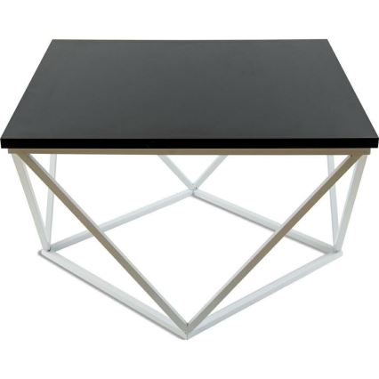 Kávésasztal CURVED 60x60 cm fehér/fekete