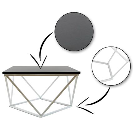 Kávésasztal CURVED 60x60 cm fehér/fekete