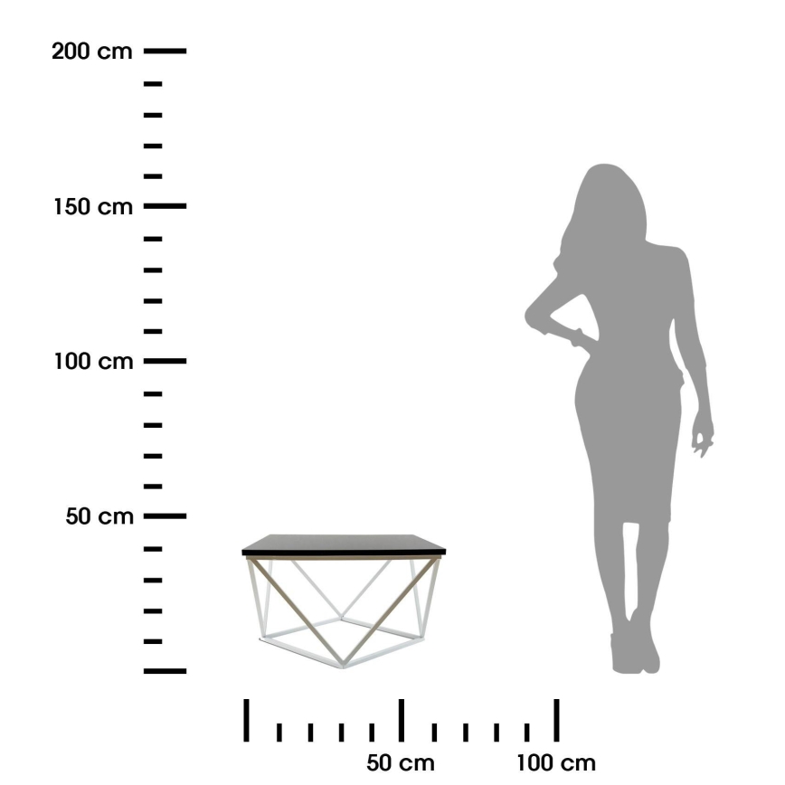 Kávésasztal CURVED 60x60 cm fehér/fekete