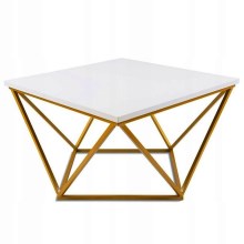 Kávésasztal CURVED 62x62 cm arany/fehér