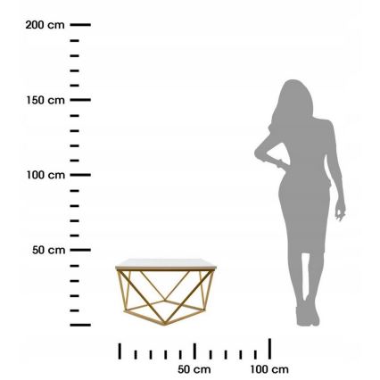 Kávésasztal CURVED 62x62 cm arany/fehér