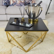 Kávésasztal CURVED 62x62 cm arany/fekete