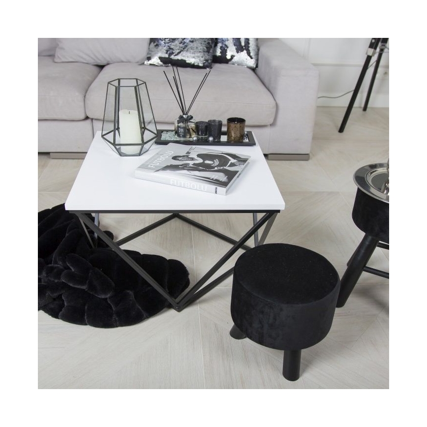 Kávésasztal CURVED 62x62 cm fekete/fehér