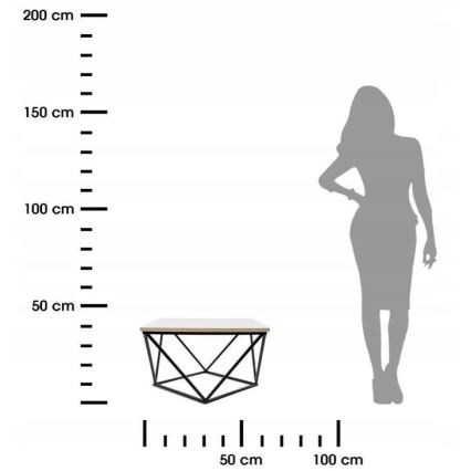Kávésasztal CURVED 62x62 cm fekete/fehér