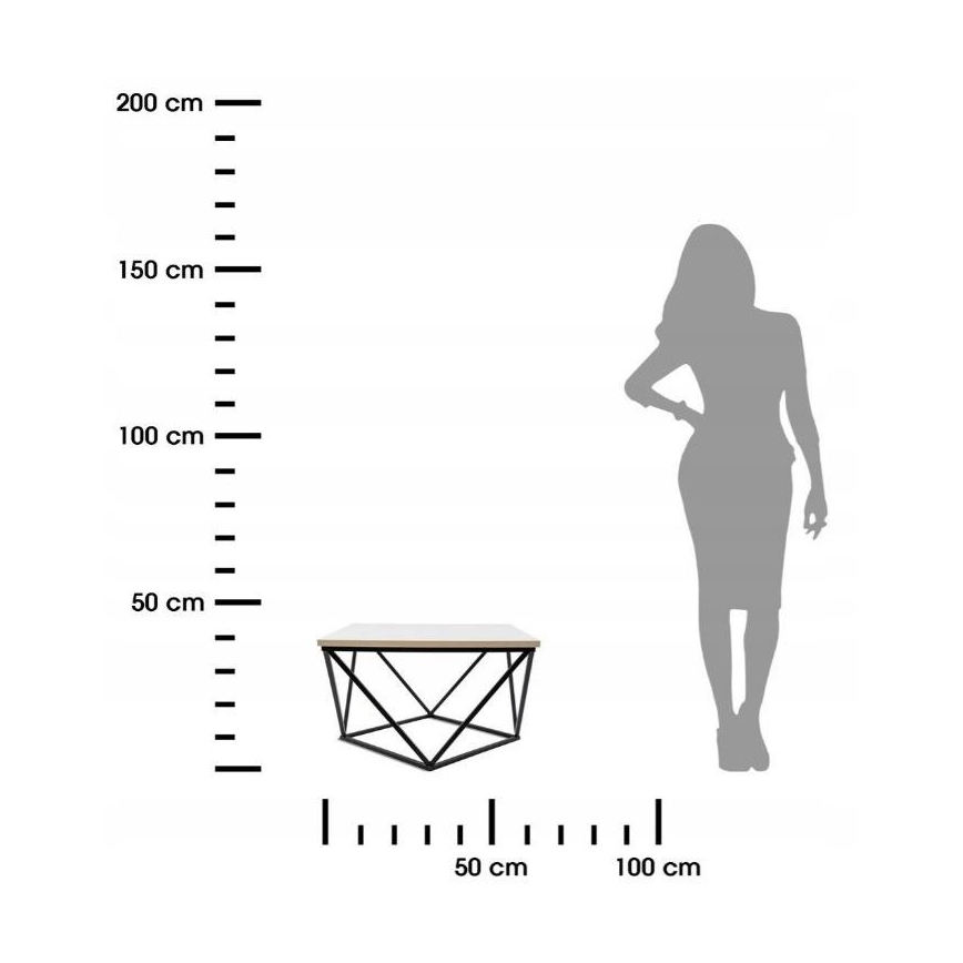 Kávésasztal CURVED 62x62 cm fekete/fehér