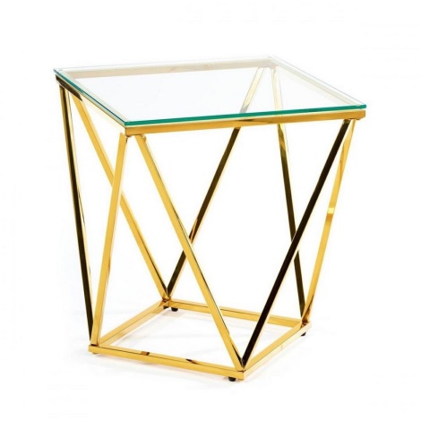 Kávésasztal DIAMANTA 50x50 cm arany/átlátszó