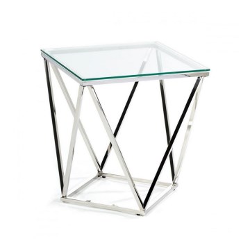 Kávésasztal DIAMANTA 50x50 cm króm/átlátszó
