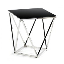 Kávésasztal DIAMANTA 50x50 cm króm/fekete
