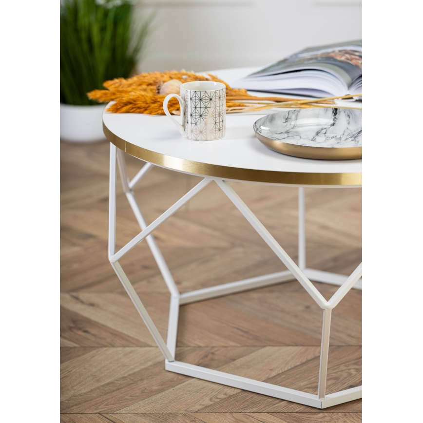 Kávésasztal DIAMOND 40x70 cm arany/fehér